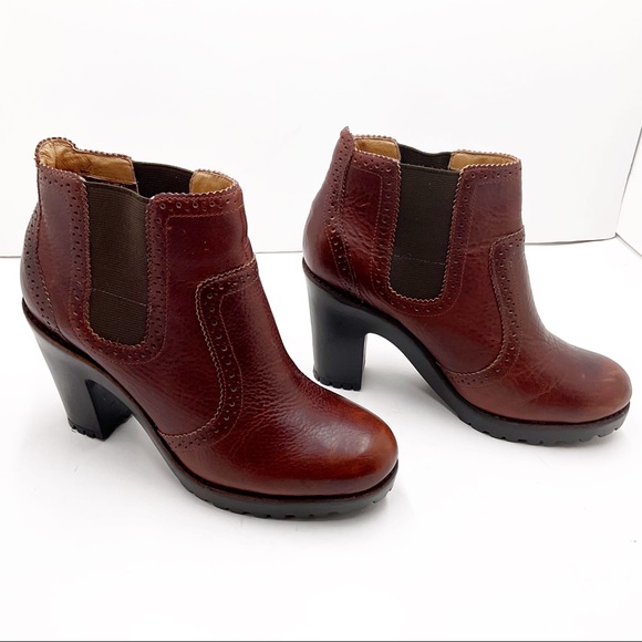{SPERRY TOP-SIDER} Claremont Chelsea Maroon Leather Pebbled Lug Booties - Picture 5 of 16